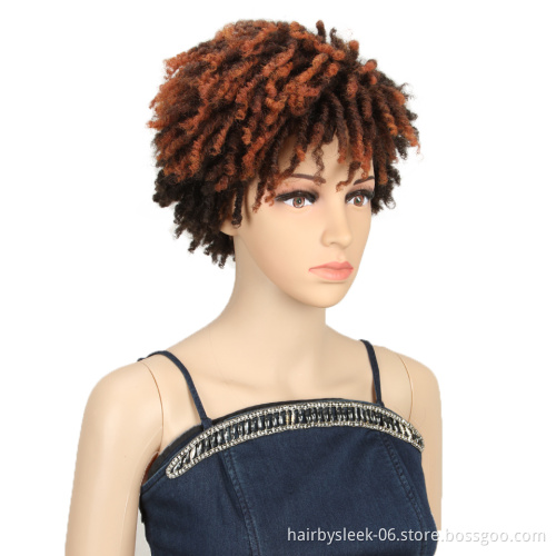 Magic Hair 10 Inches Afro Kinky Curly Wig Synthetic Short Wigs With Bangs Ombre Color Adjustable Wigs for Black Women